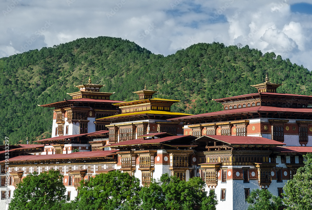 Fototapeta premium Detail of Punakha Dzong, Punakha, Thimphu, Bhutan