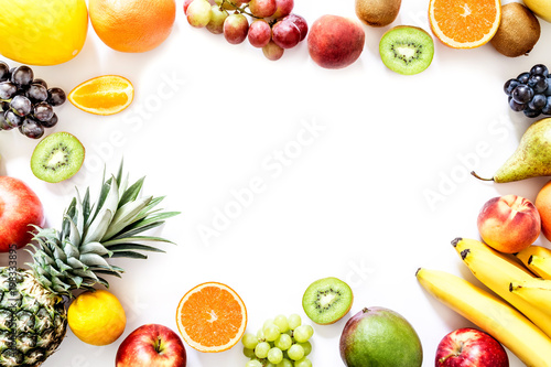 Exotic tropical fruits isolated on white background