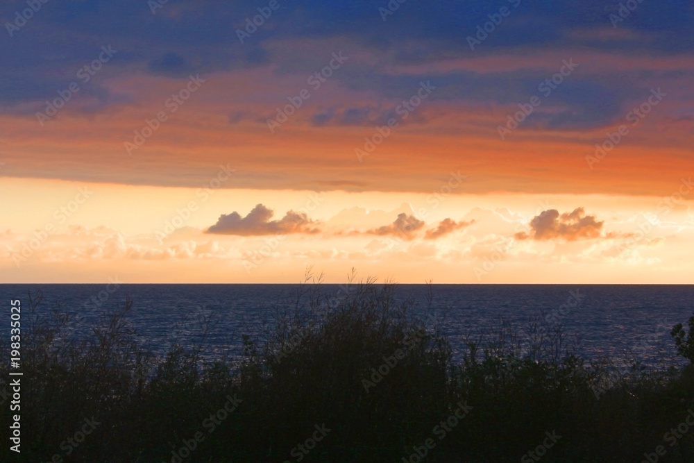 beautiful orange sunset on the sea