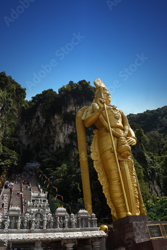 Photography Statue of Lord Muragan and entrance at Batu Caves in Kuala Lumpur, Malaysia