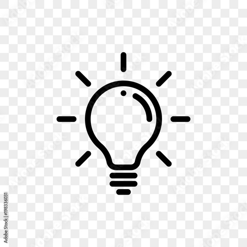 Lamp light bulb icon on transparent background. Vector lightbulb lamp symbol for idea think