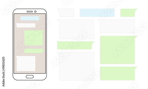 Message bubbles chat for smartphone design template. Vector message bubbles chat boxes for smart mobile phone messenger