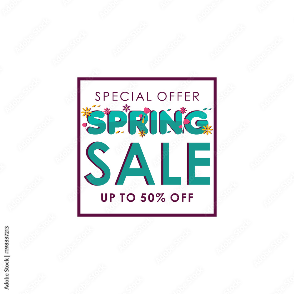 Spring sale Special Offer up to 50% off Vector Template Design Spring sale Special Offer up to 50% off Vector Template Design