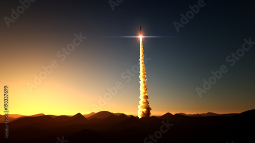 rocket start on sunset