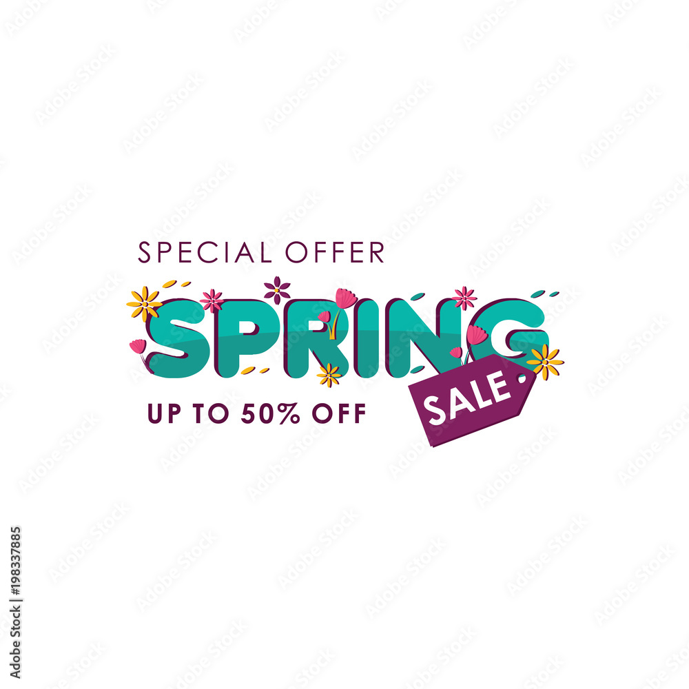 Fototapeta premium Spring sale Special Offer up to 50% off Vector Template Design