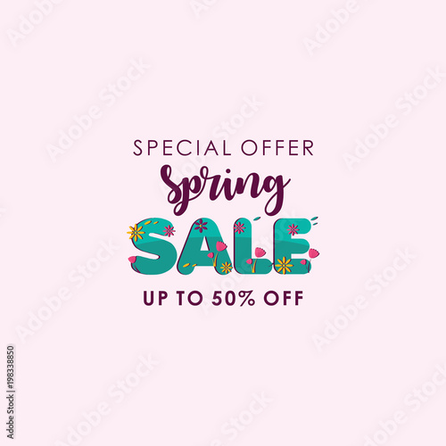 Spring sale Special Offer up to 50% off Vector Template Design