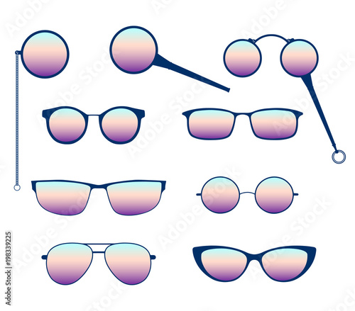 Glasses silhouette vector set.