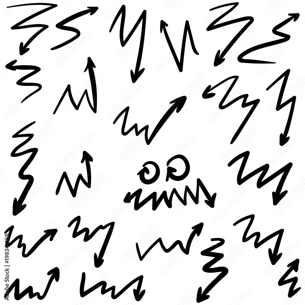Arrow doodles vector. A set of simple sketches of arrows. Up, down, left, right ones. The effect of a pencil sketch isolated on white background.. Vector eps 10. Arrow doodles vector. A set of simple sketches of arrows. Up, down, left, right ones. The effect of a pencil sketch isolated on white background.. Vector eps 10.