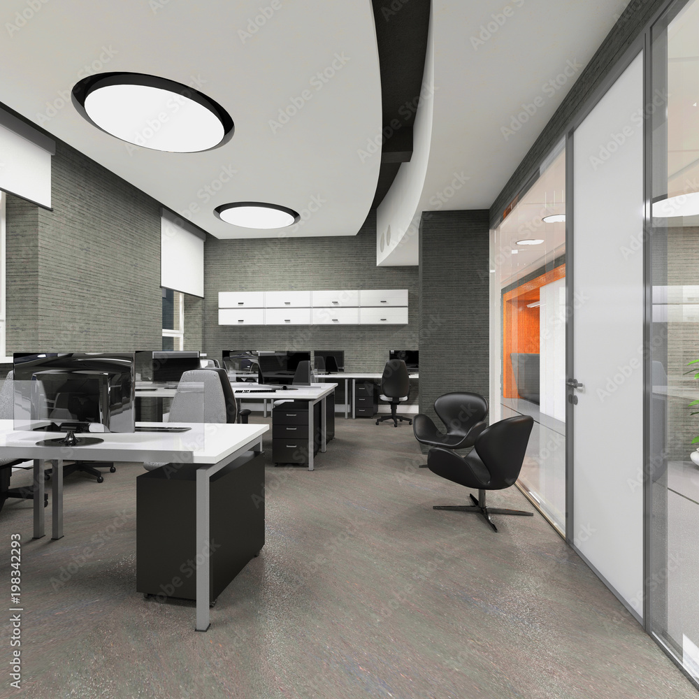 Fototapeta premium Empty modern office interior work place