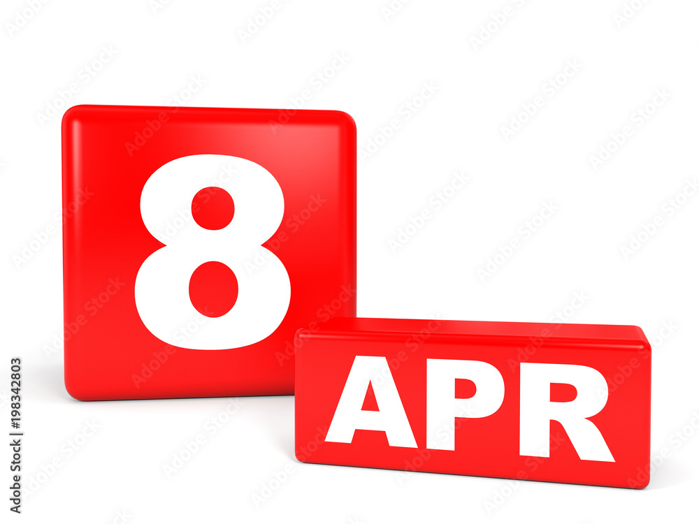 April 8. Calendar on white background. April 8. Calendar on white background.