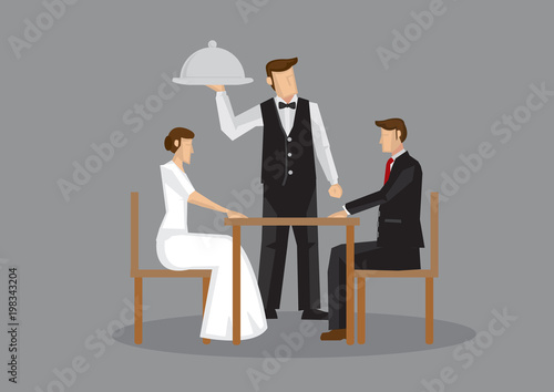 Romantic Formal Dinner Date Vector Illustration
