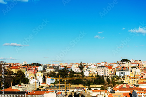 view of downtown in Lisbon city, Portugal