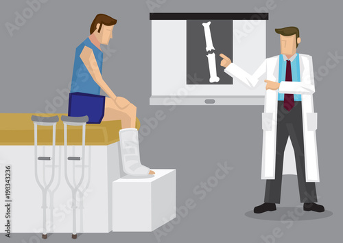 Orthopedic Doctor Showing Patient X-ray Film Vector Illustration