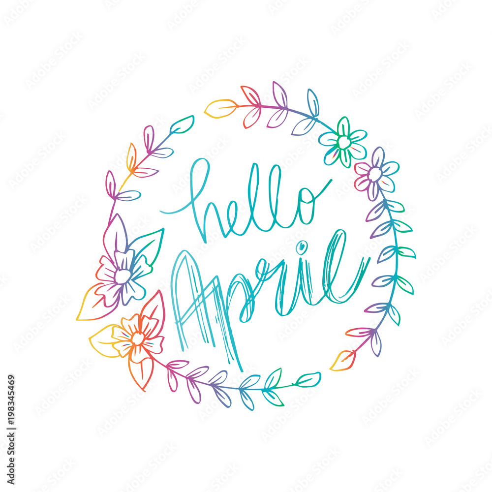 Hello April hand lettering calligraphy.