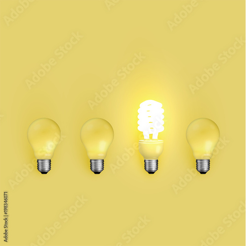 Energy saver and original lightbulbs, vector illustration