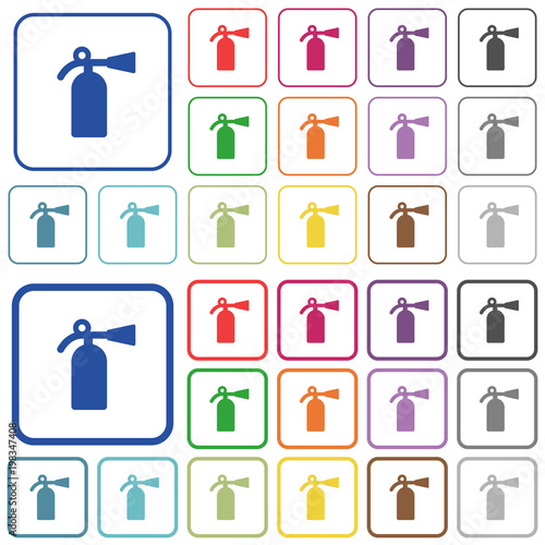 Fire extinguisher outlined flat color icons