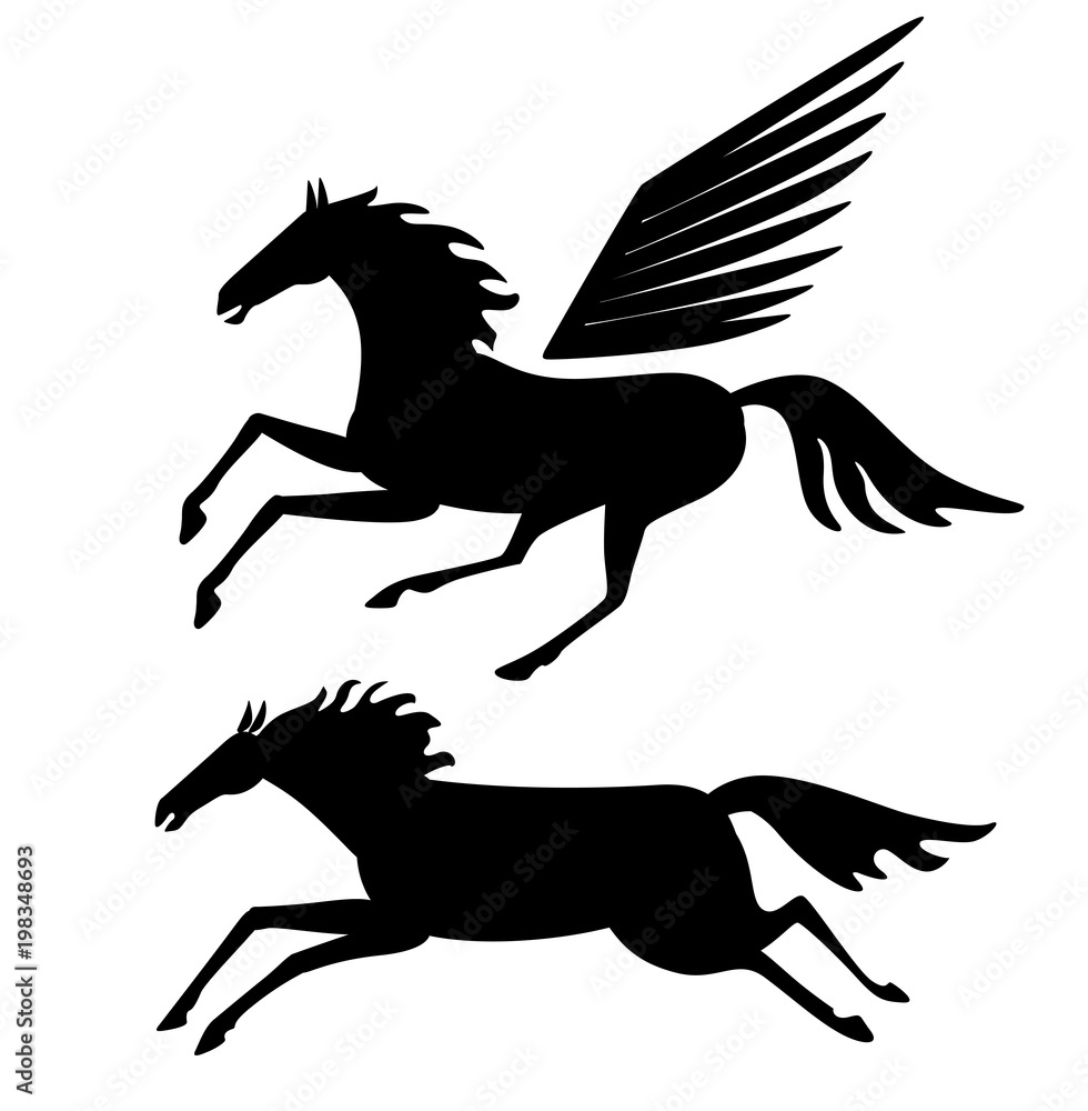 Horses silhouette. Vector drawing
