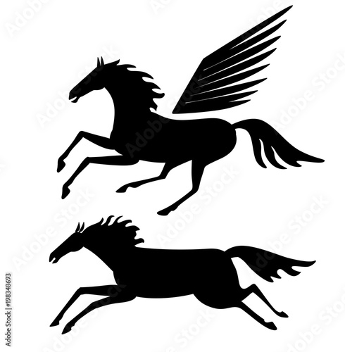 Horses silhouette. Vector drawing