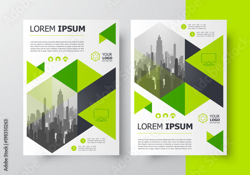 Flyer brochure design, business flyer size A4 template, creative leaflet, trend cover geometric green color