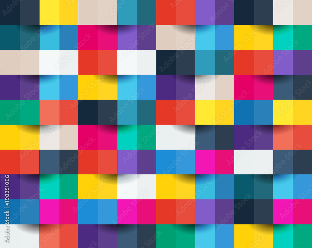 Colorful abstract background. Square, box, pixel, paper art.