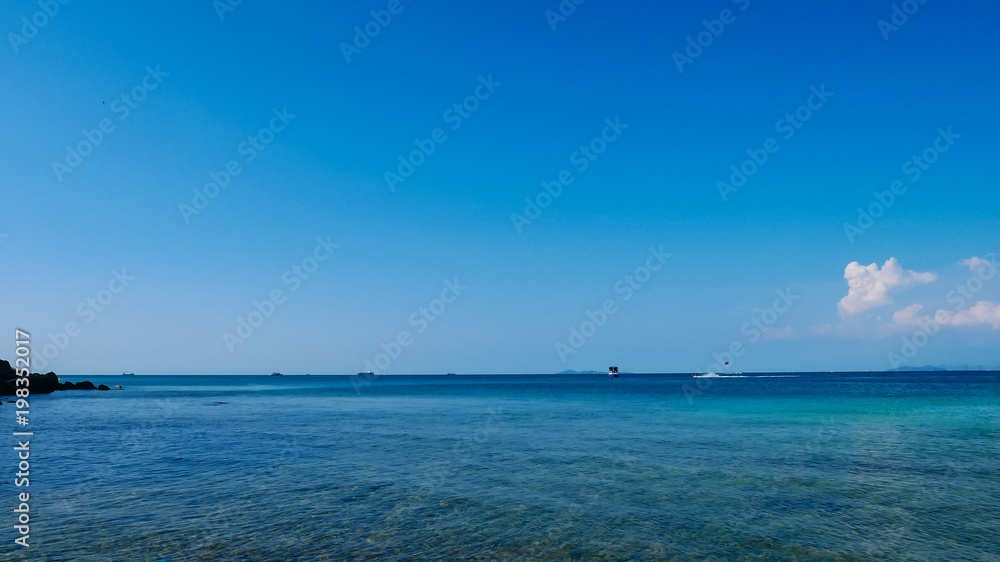 landscape of tropical beach and blue sky