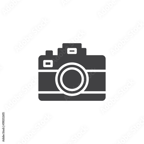 Photo camera vector icon. filled flat sign for mobile concept and web design. Photographic camera simple solid icon. Symbol, logo illustration. Pixel perfect vector graphics