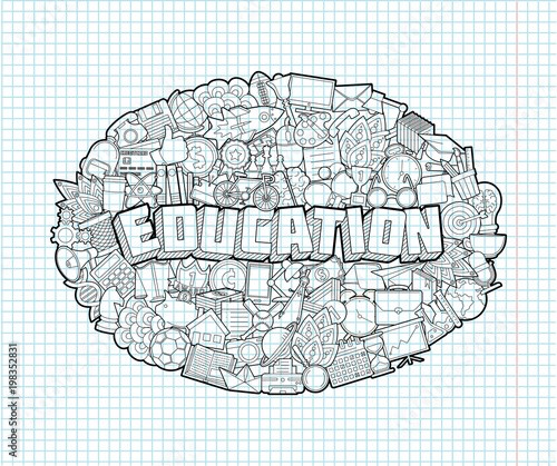 Education - Hand Lettering and Doodles Elements Sketch on Exerci photo