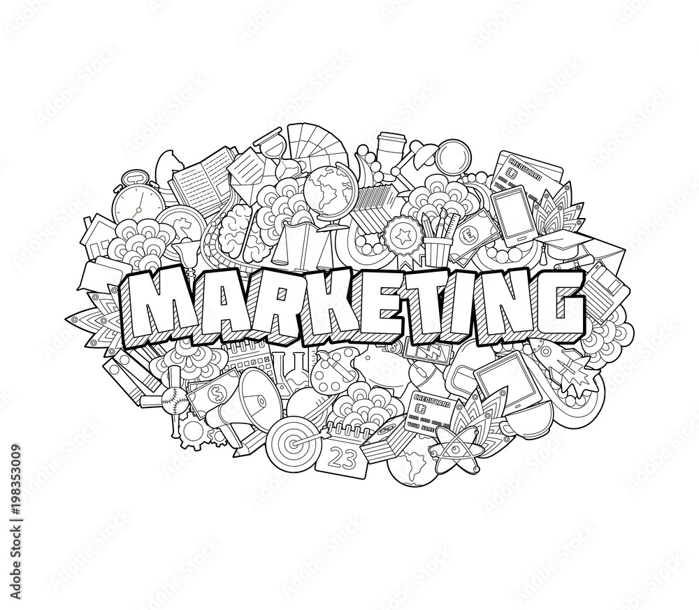 Marketing - Hand Lettering and Doodles Elements Sketch on White 