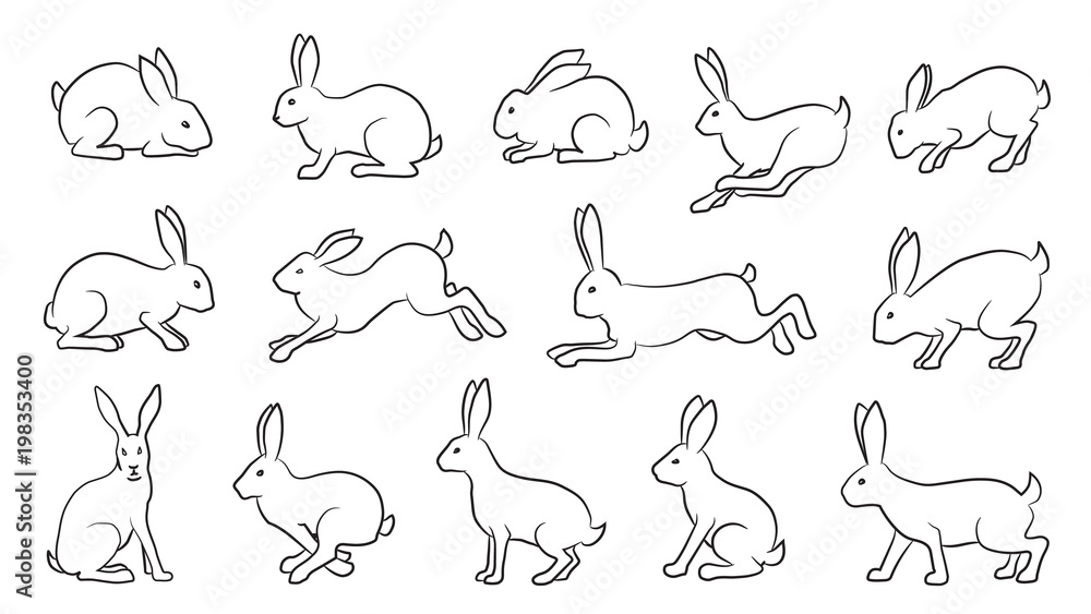 Fototapeta premium linia komiksów królików