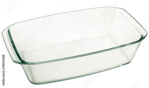 Oblong Heath Resistant Glass Baking Pan Isolated On White Background