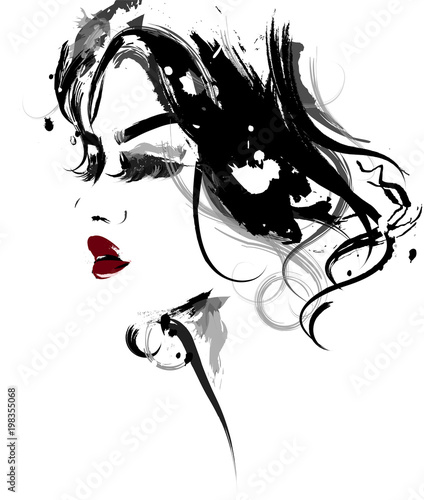 Beautiful women, logo women face makeup on white background, vector