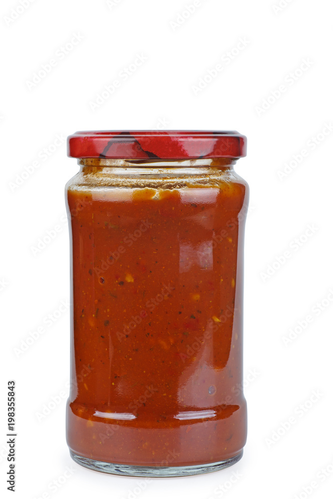Glass bottle with piquant tomato sauce Glass bottle with piquant tomato sauce