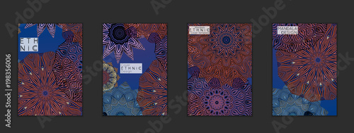 Ethnic banners template with floral Mandala ornament.
