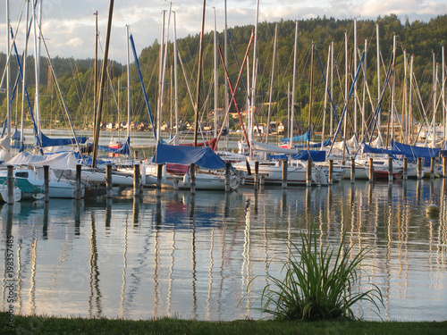 Luxury yachts for a rest on the lake in Klagenfurt. Austria.