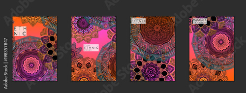 Ethnic banners template with floral Mandala ornament.