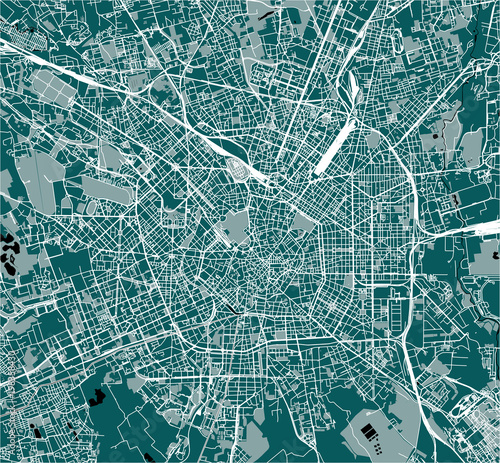 Photo vector map of the city of Milan, capital of Lombardy, Italy