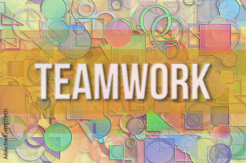 Teamwork  business conceptual with abstract circle  square   rectangle shape pattern. Graphic  message  tools   art.