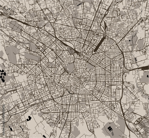 vector map of the city of Milan, capital of Lombardy, Italy