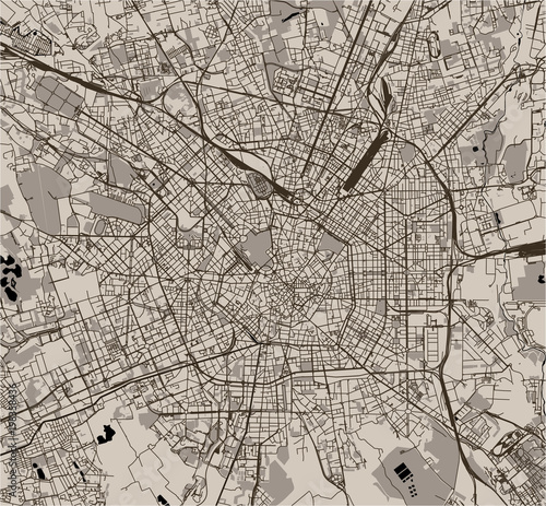 vector map of the city of Milan, capital of Lombardy, Italy photo