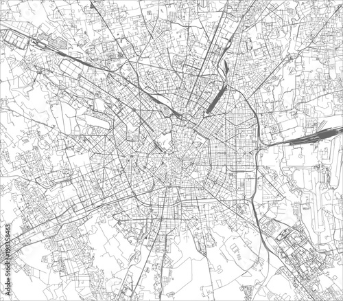 vector map of the city of Milan, capital of Lombardy, Italy