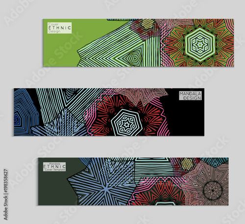 Ethnic banners template with floral Mandala ornament.