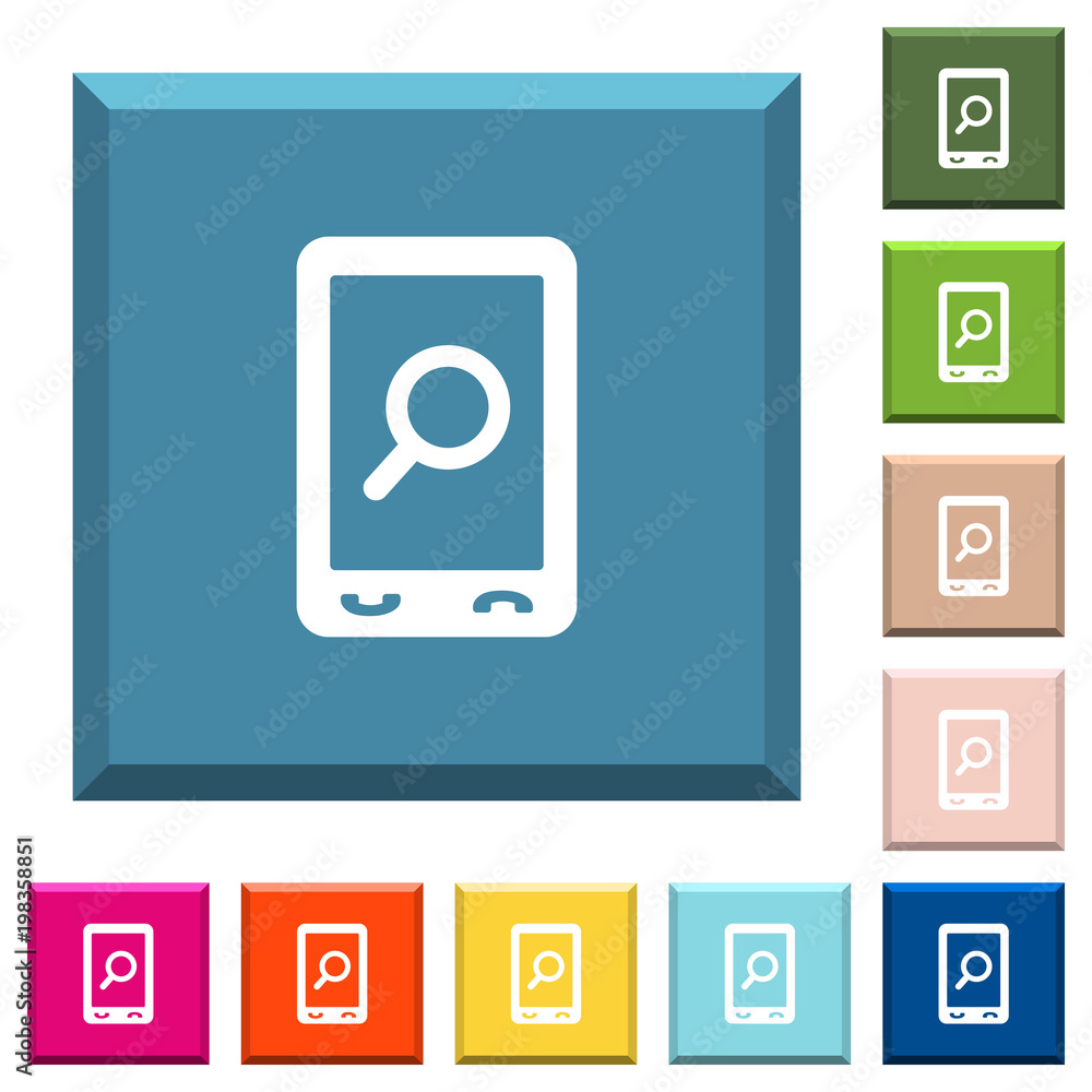 Mobile search white icons on edged square buttons Mobile search white icons on edged square buttons