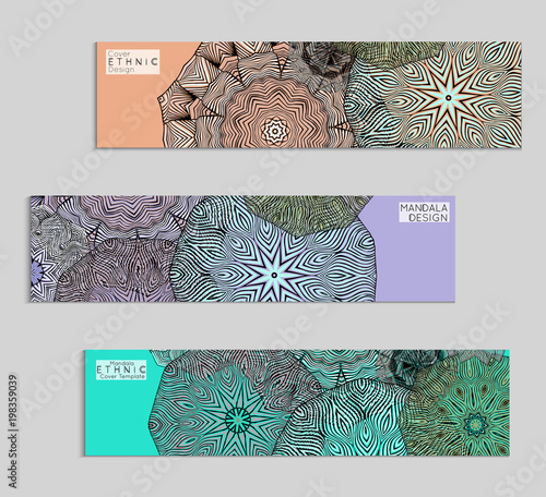 Ethnic banners template with floral Mandala ornament.