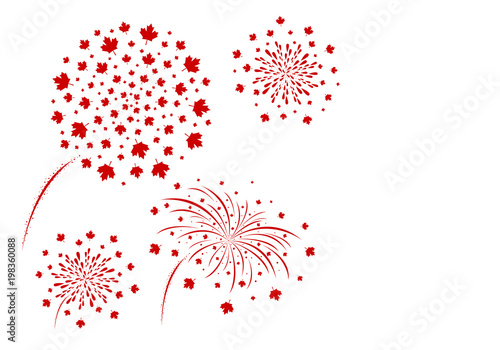 Canada fireworks design isolated on white background vector illustration