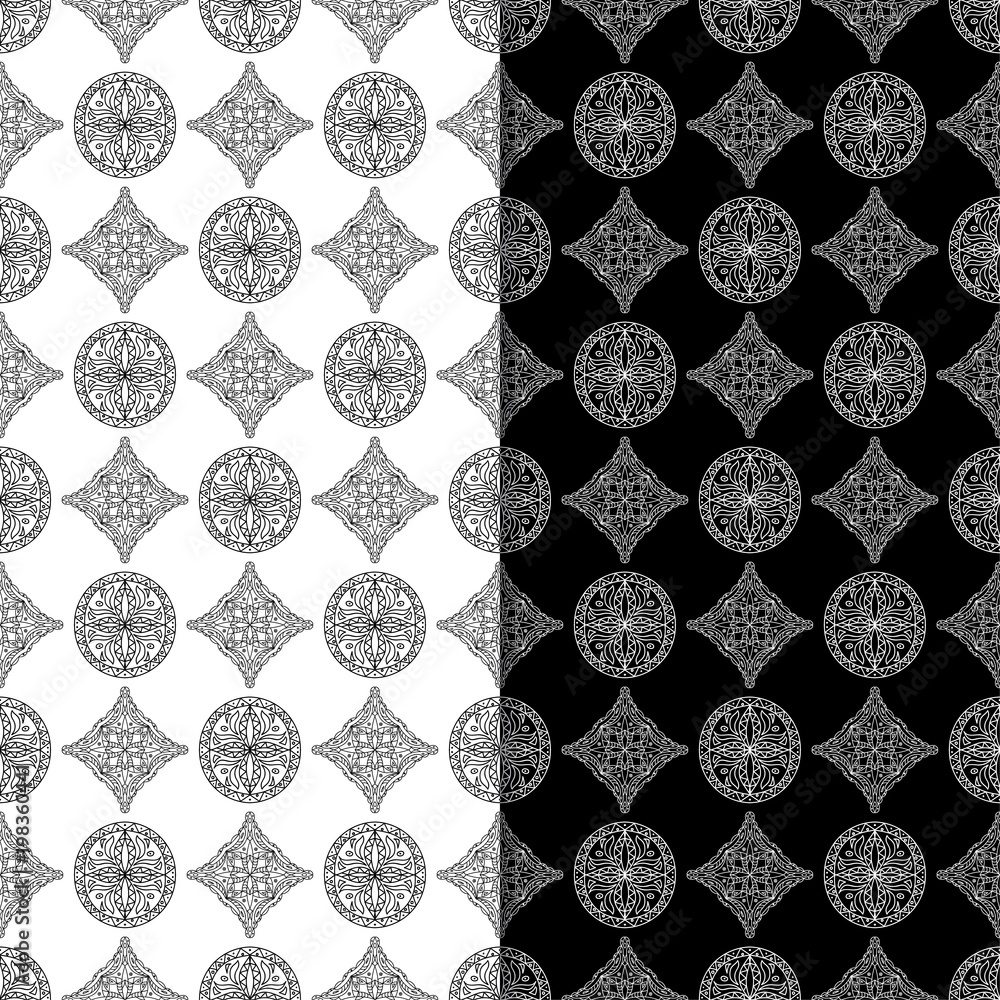 Black and white geometric prints. Set of seamless patterns Black and white geometric prints. Set of seamless patterns