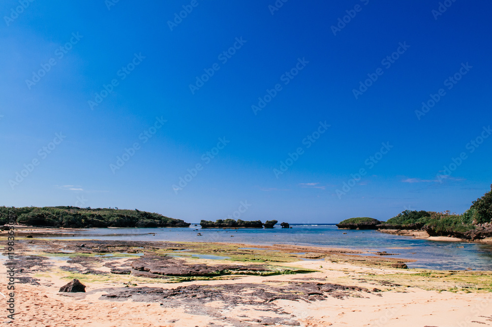 Rock and stone scenery of Hoshizuna beach, Iriomote isalnd - Okinawa, Japan Rock and stone scenery of Hoshizuna beach, Iriomote isalnd - Okinawa, Japan