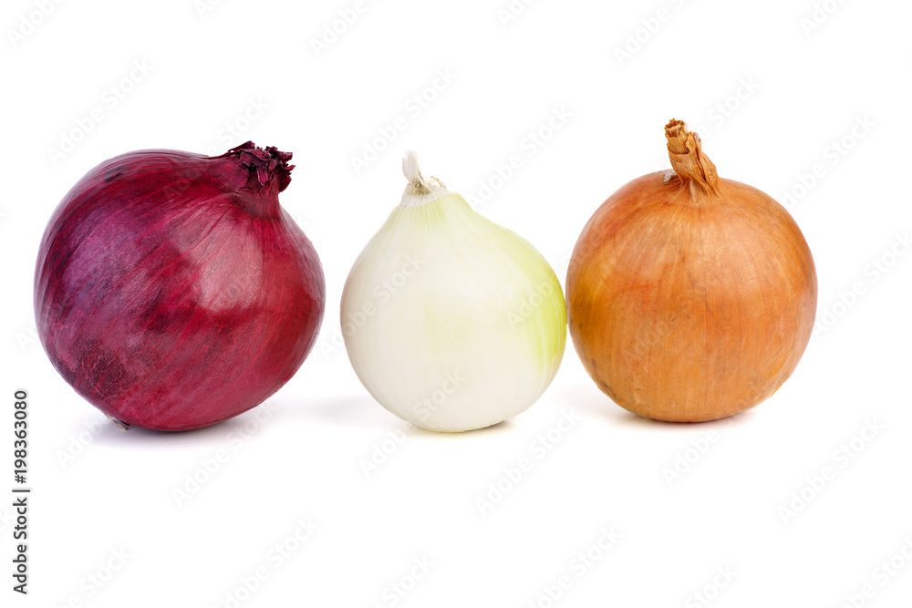 Variety of onions (purple, white and broun)
