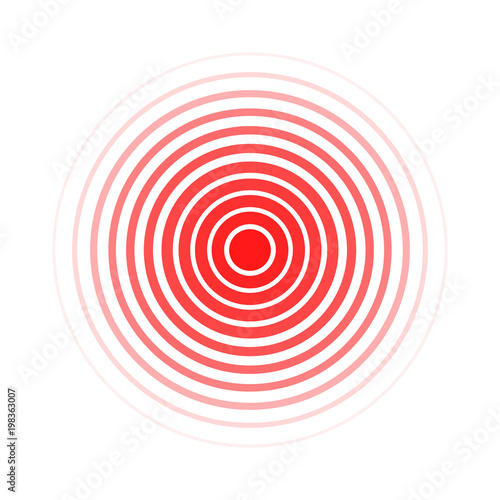 Vector red rings isolated on white background, pain or sound symbol
