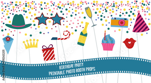 Photo booth props set vector illustration
