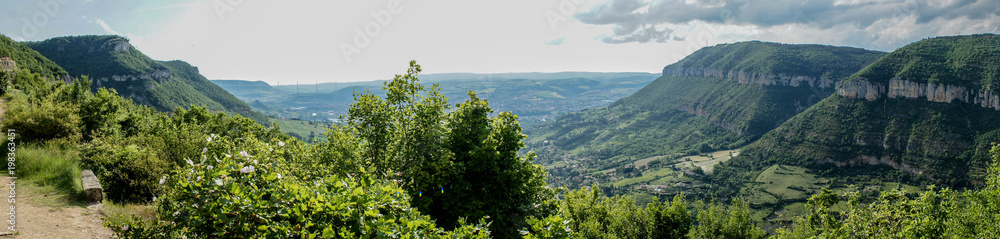Panoramic view to Tarn valley and Millau Viaduct